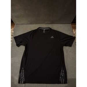 Adidas Climacool Black Large T-Shirt Soccer Running Three Stripes